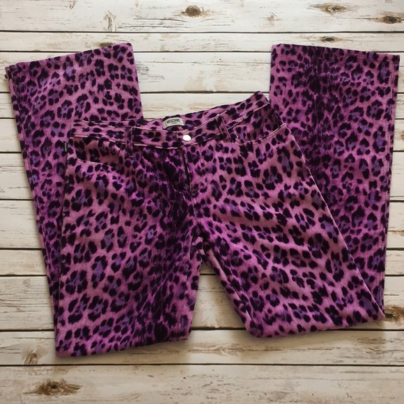 Purple leopard print trousers Clearance